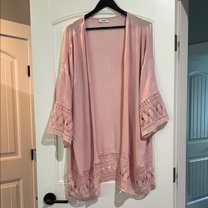 Blush Pink Lace Trim Duster